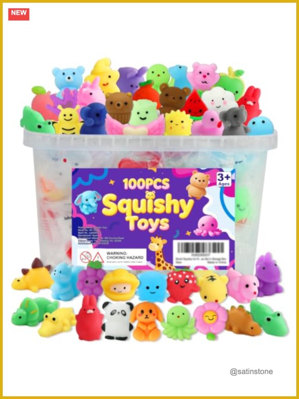 100 PCS Mochi Squishy Toys Animal Fruit Party Favors